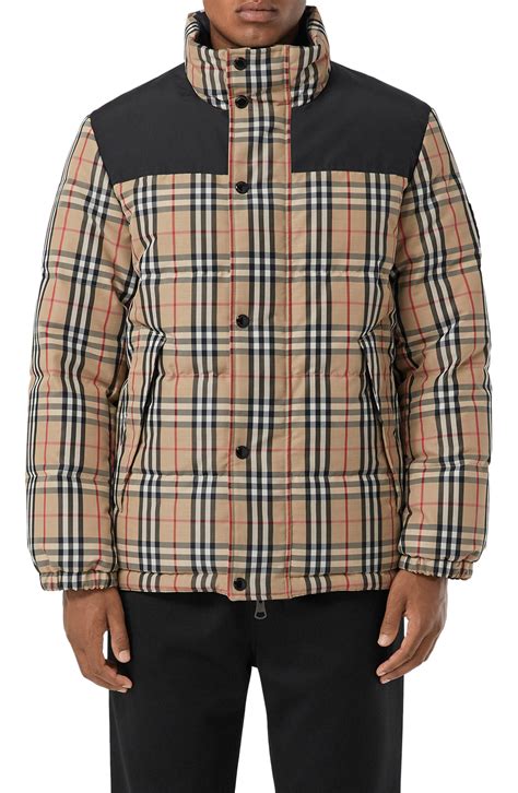 burberry puffer jacket mens detachable|reversible check nylon puffer jacket.